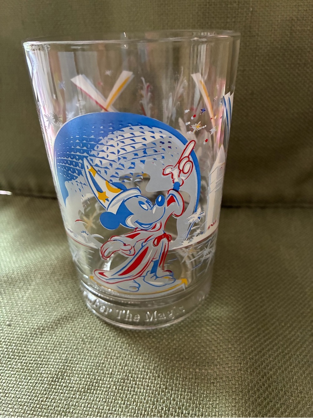 Disney Sorcerer Mickey Glass with Blue, Red & Yellow Accents 25 year